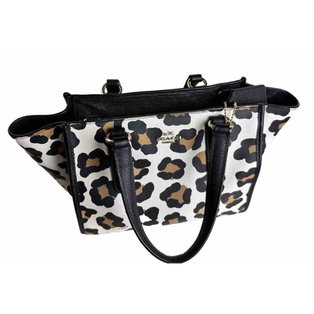 Coach Mollie Tote 25 Leopard Print Coated Canvas Crossbody Handbag White‎ 41-13 - Picture 5 of 12